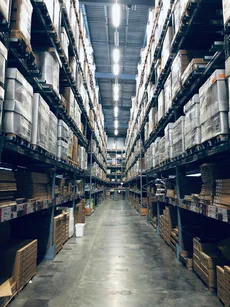 Photo of the interior of a warehouse.