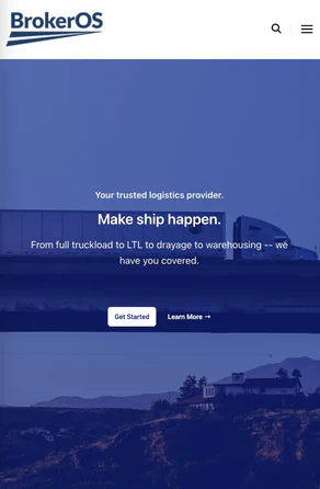 Mobile phone home screen showing website