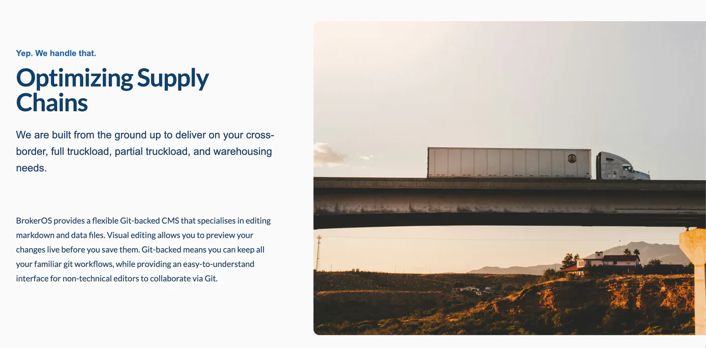 Screenshot of the content with sticky image component.