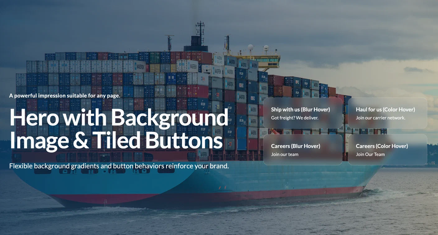 Screenshot of the Hero With Tiled Navigation Cards pattern.