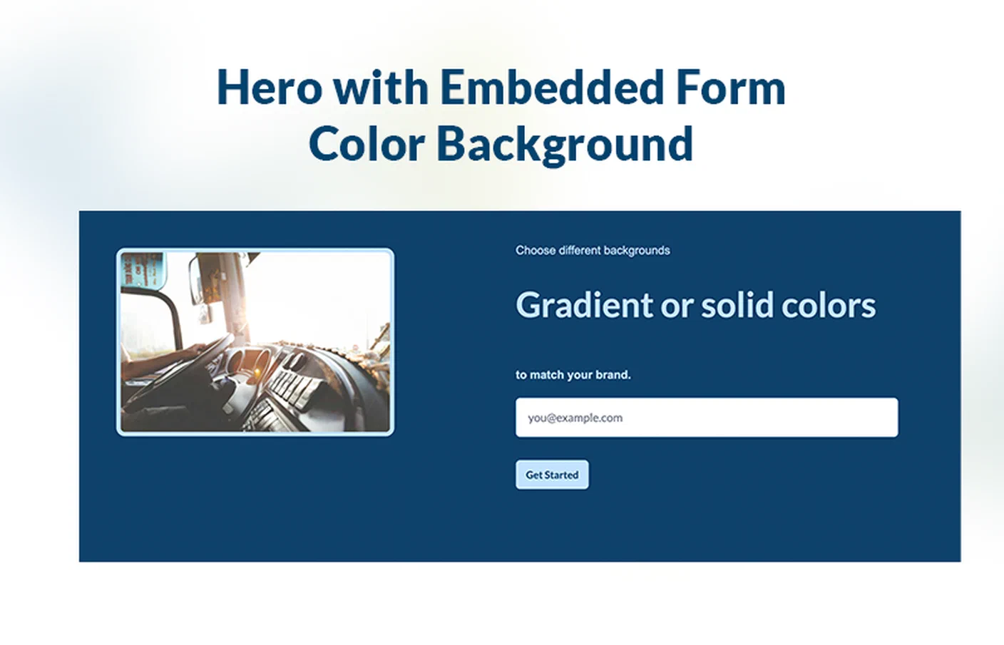 Screenshot of the Image and Form Hero pattern. Screenshot of the Image and Form Hero pattern.