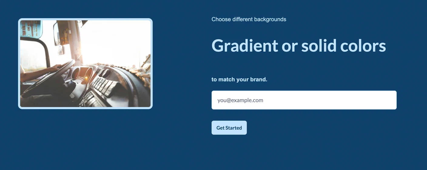 Screenshot of the Embedded Form Hero With Color Background pattern. Screenshot of the Embedded Form Hero With Color Background pattern.
