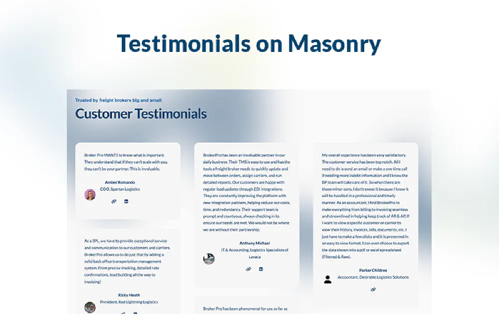 Graphic previewing the testimonial component.