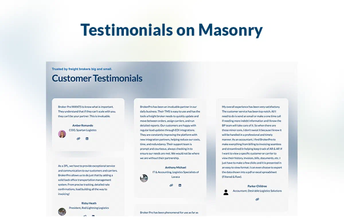 Graphic previewing the testimonial component.