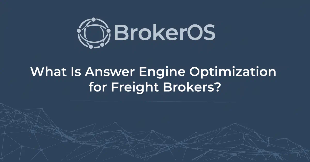 An AI answer interface recommending freight brokerage options based on structured logistics website content. An AI answer interface recommending freight brokerage options based on structured logistics website content.
