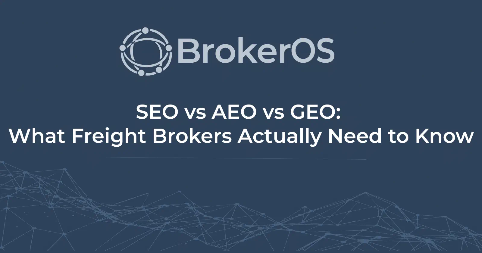 A comparison of SEO, AEO, and GEO showing how freight brokers can be found in search engines and AI answer tools. A comparison of SEO, AEO, and GEO showing how freight brokers can be found in search engines and AI answer tools.