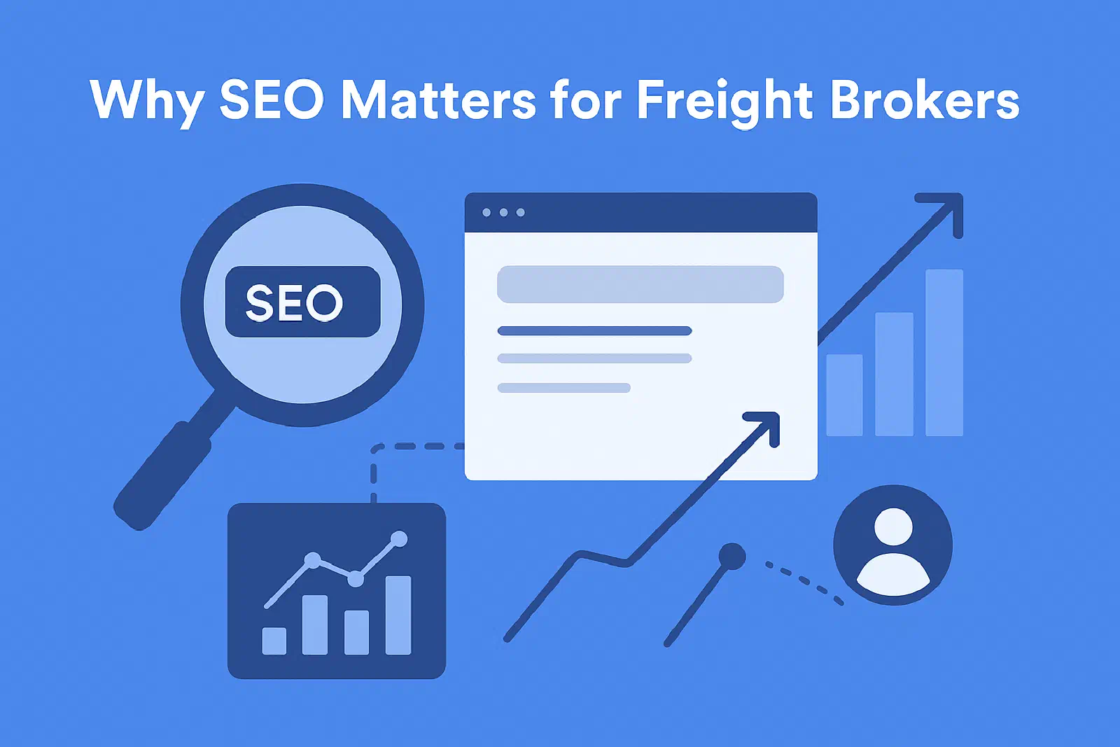 An illustration that shows arrows going up and to the right. A magnifying glass, signifying a search, has SEO in the middle of it. An illustration that shows arrows going up and to the right. A magnifying glass, signifying a search, has SEO in the middle of it.