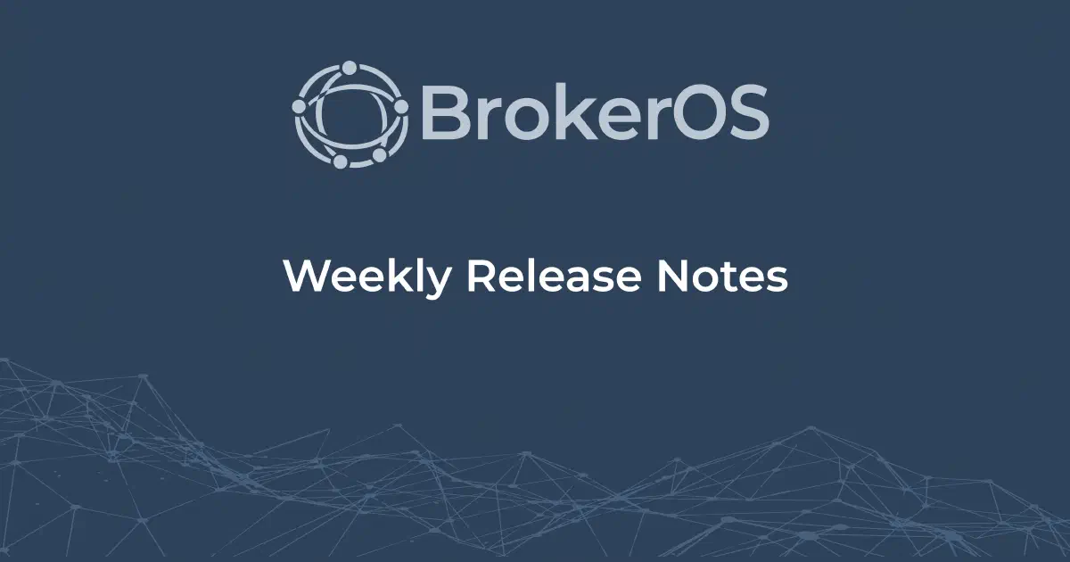 BrokerOS weekly release notes hero illustrating search structure, content clarity, and platform performance improvements.